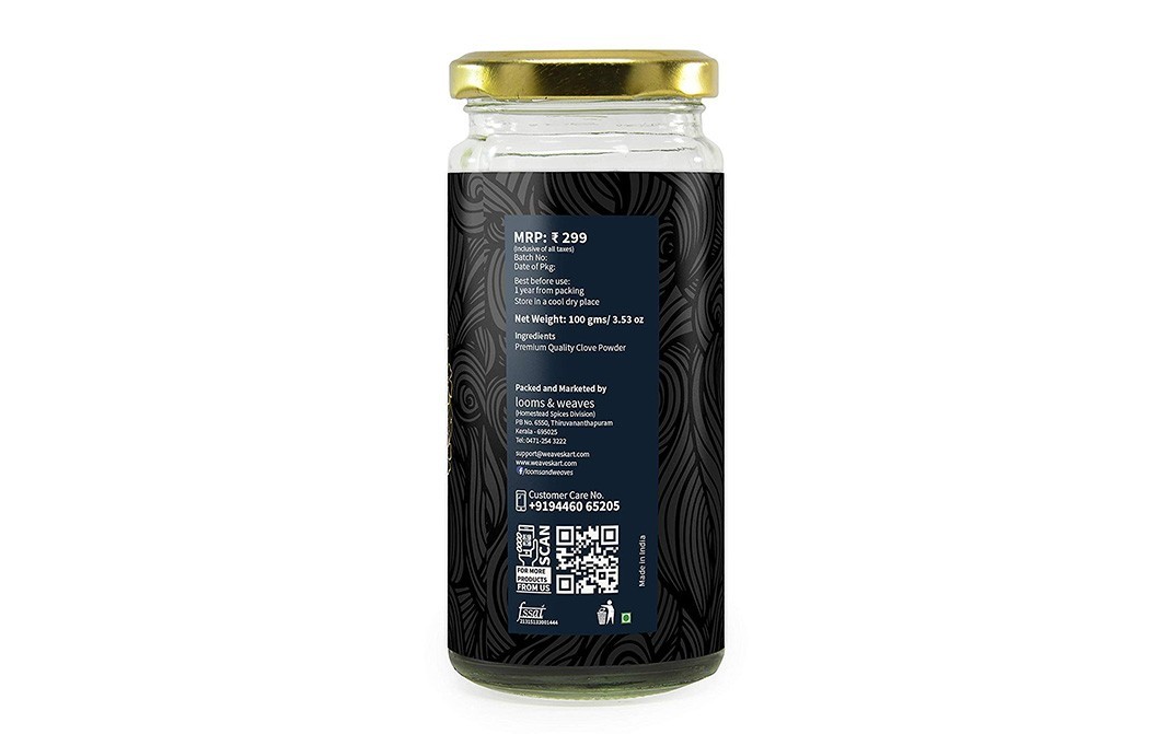 Looms & Weaves Clove Powder    Glass Jar  100 grams